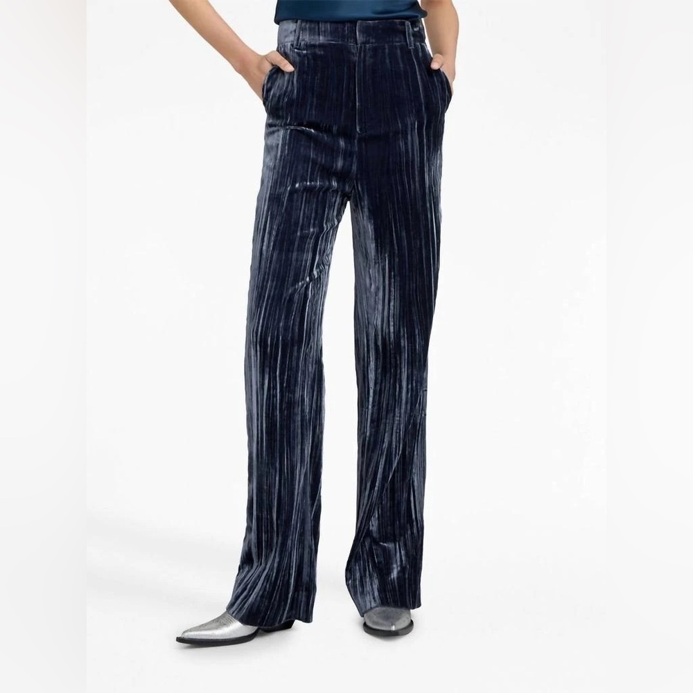 NWT Cinq A Sept Blue Crushed Velvet Pants sz 4